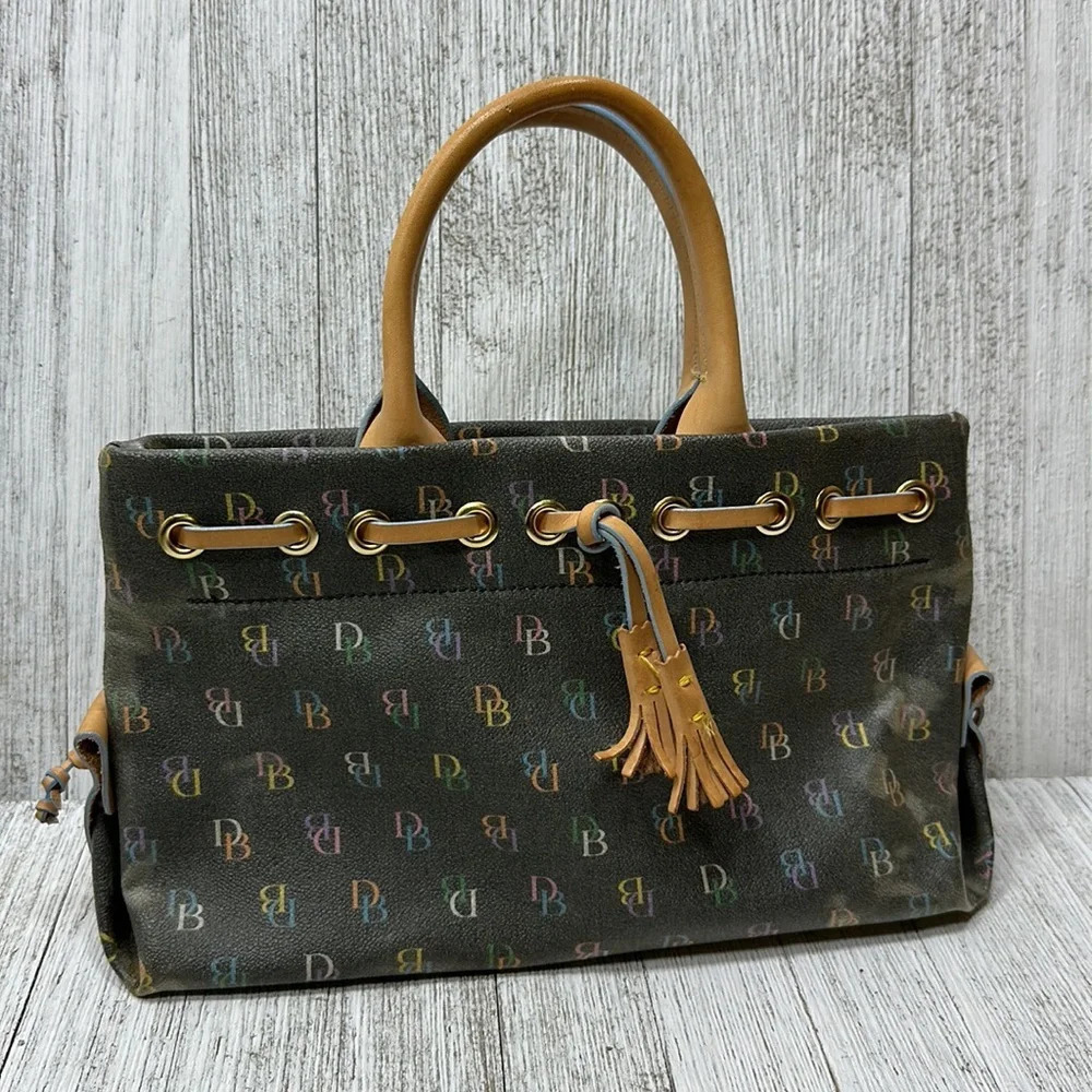 DOONEY & BOURKE Women's Monogram Handbag 100% Genuine Leather, Gray, Multi-Color - Picture 2 of 6